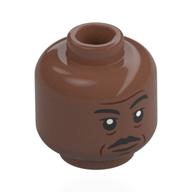 Minifigure, Head Black Eyebrows, Moustache, Wrinkles, Neutral / Angry Pattern (SW Moff Gideon)